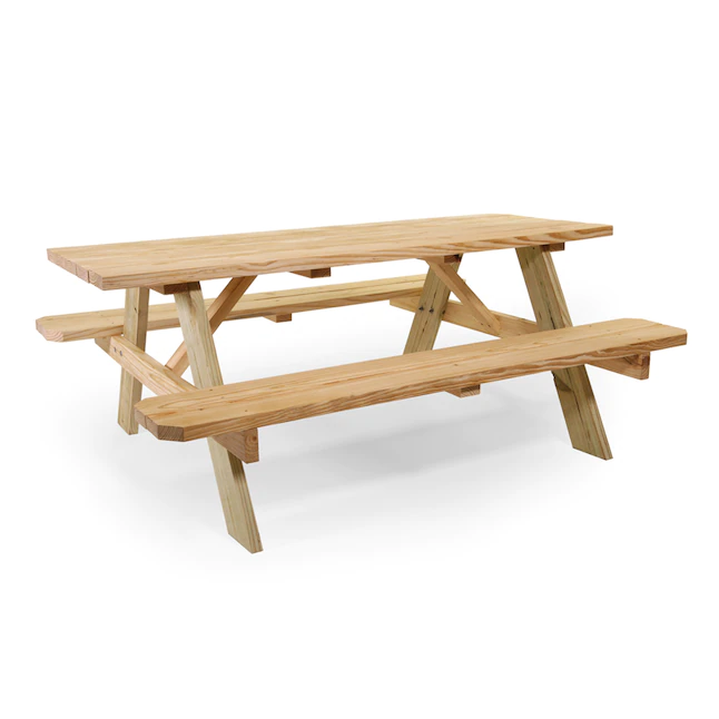 72-in Brown Southern Yellow Pine Rectangle Picnic Table