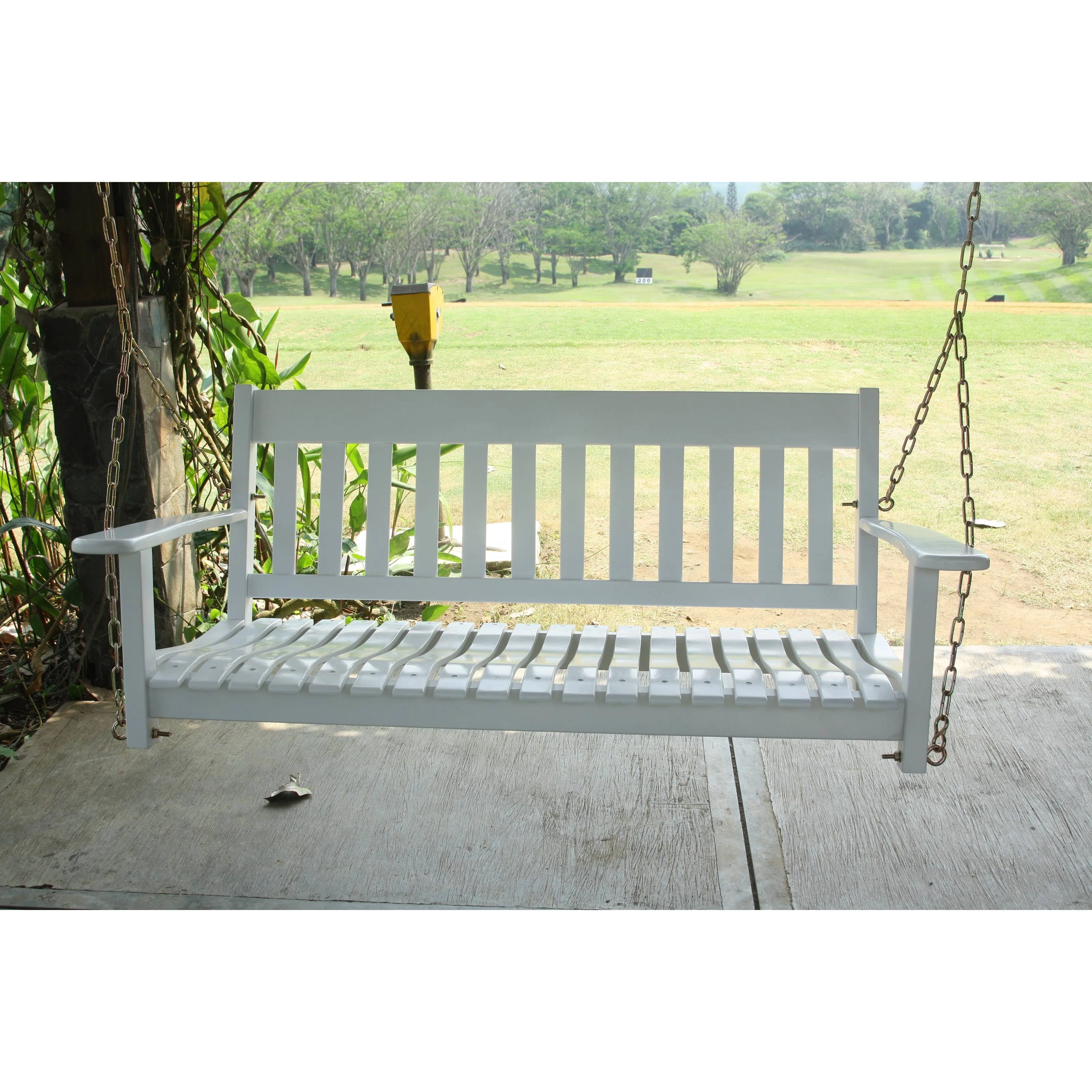 Cambridge Casual 52 in. All-Weather Wood Porch Swing  C White