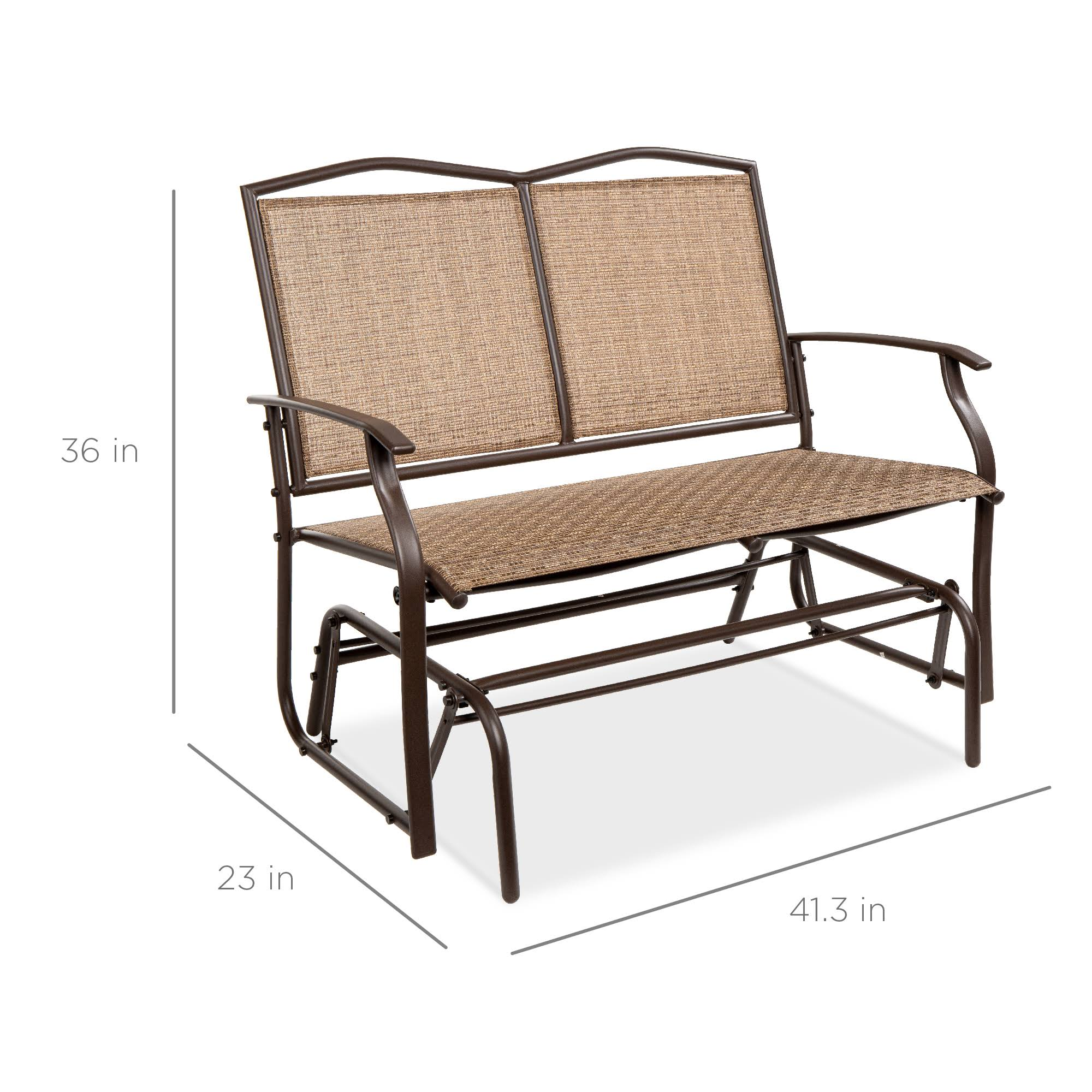 Best Choice Products 2-Person Patio Loveseat Glider Bench Rocker for Deck, Porch  C Brown