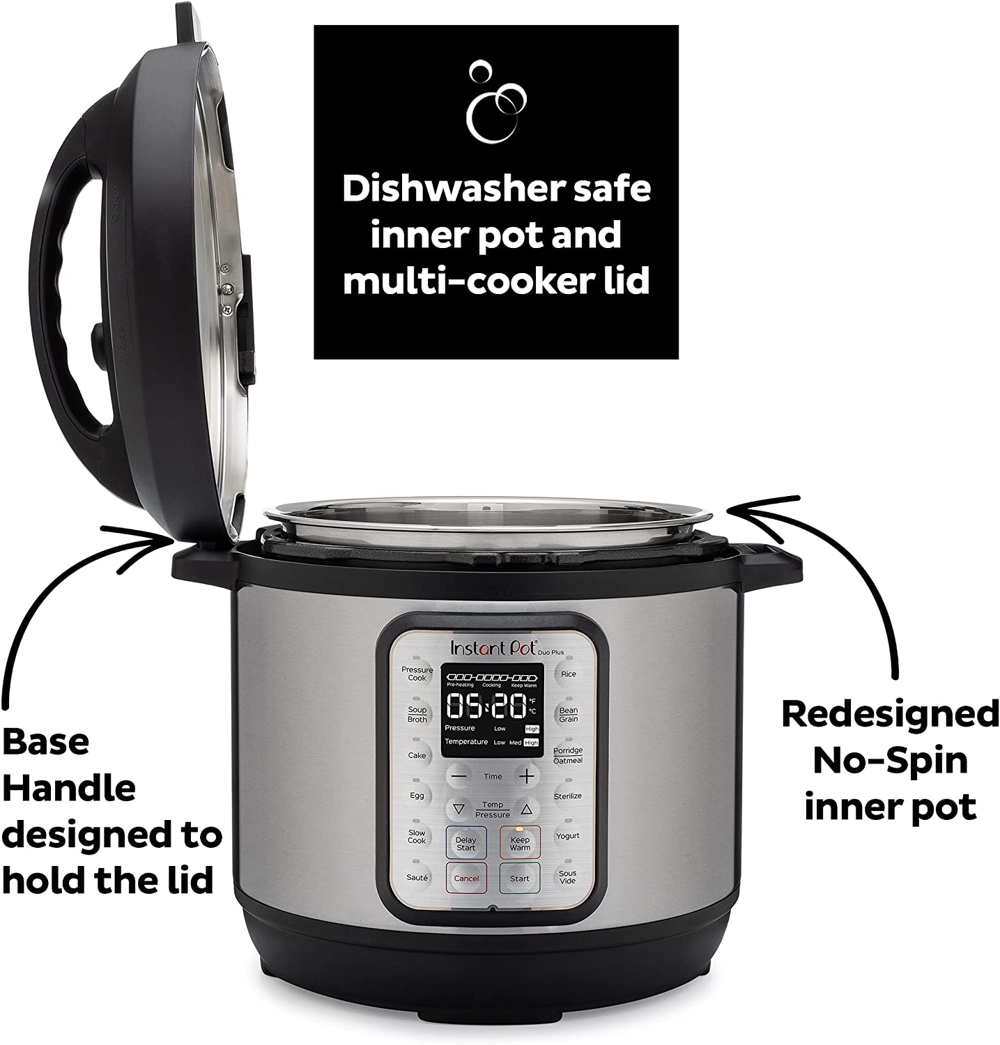 Instant Pot Duo Plus 9-in-1 Electric Pressure Cooker 6-QT - Steel/Black