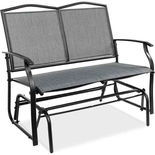 Best Choice Products 2-Person Outdoor Swing Glider, Patio Loveseat, Steel Bench Rocker for Porch w/ Armrests  C Gray
