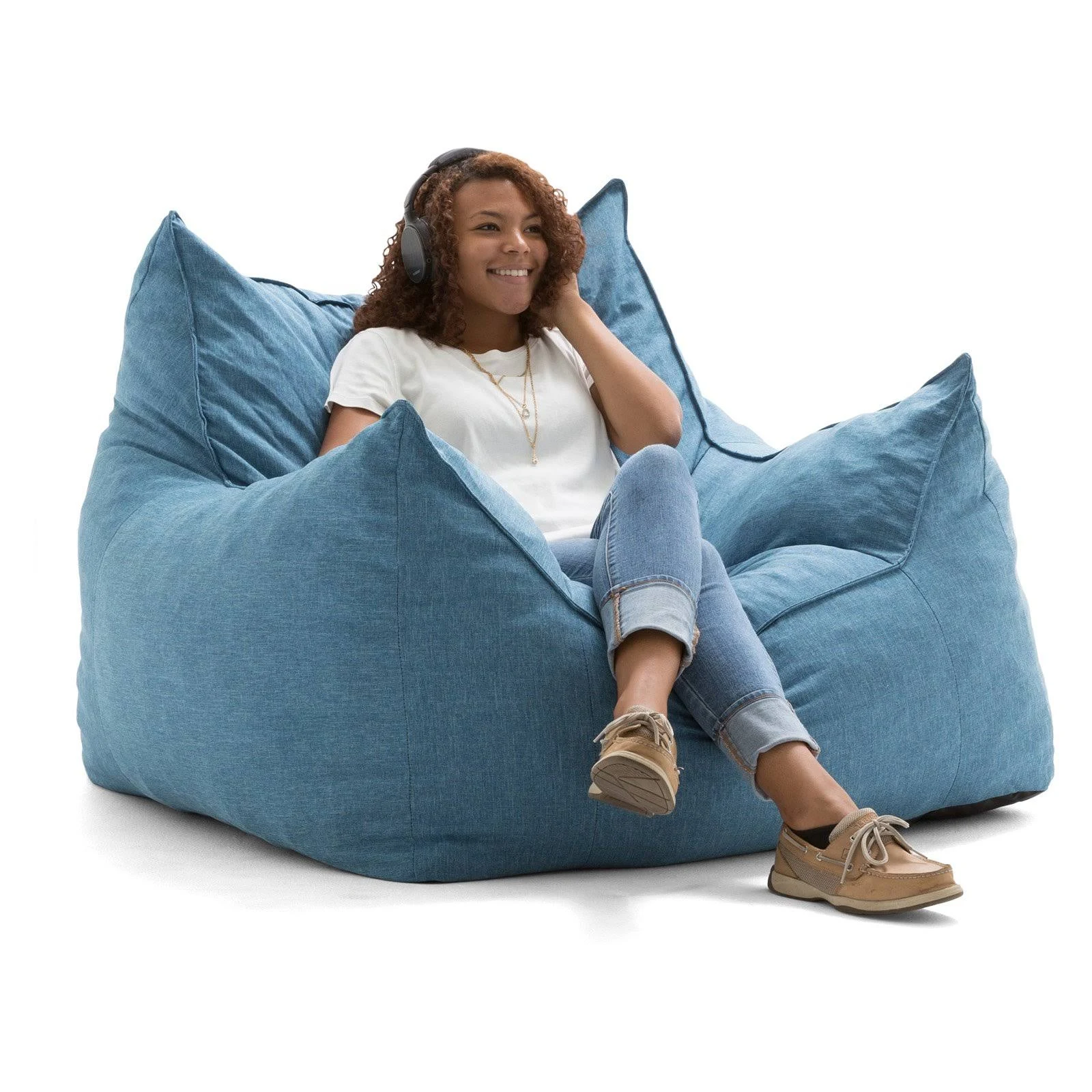 Lux by Big Joe Imperial Lounger Union Bean Bag, Pacific