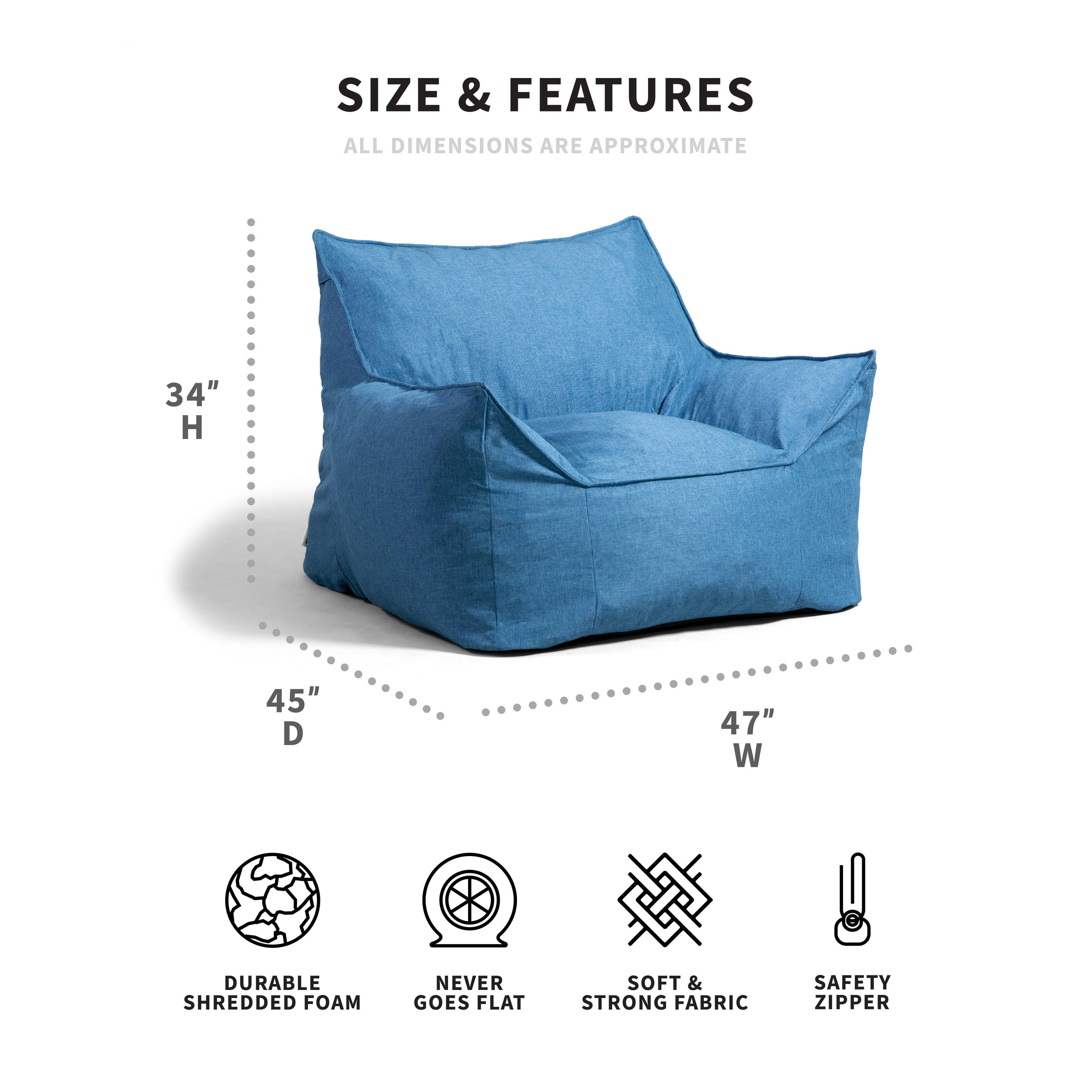 Lux by Big Joe Imperial Lounger Union Bean Bag, Pacific