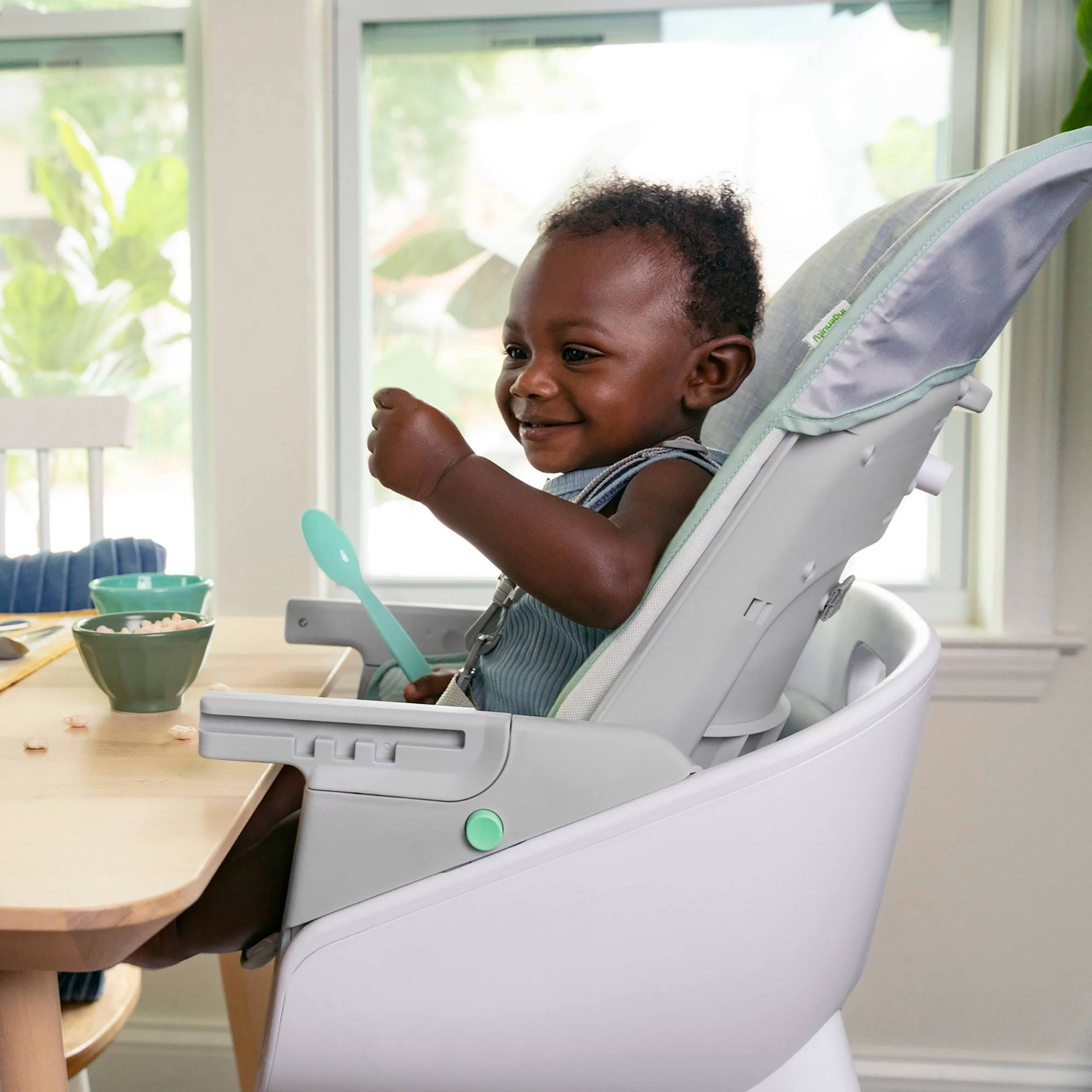 Ingenuity Beanstalk Baby to Big Kid 6-in-1 High Chair Converts from Soothing Infant Seat to Dining Booster Seat and More, Newborn to 5 yrs  C Ray