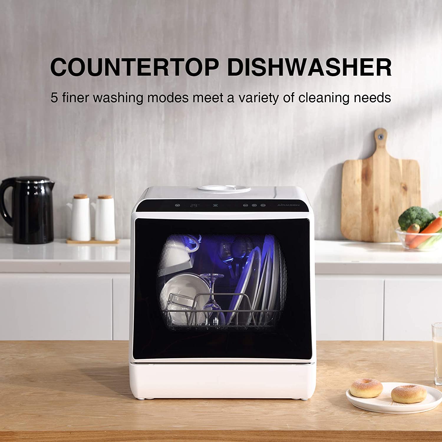 AIRMSEN AE-TDQR03 Portable Countertop Dishwasher 5L - White/Black