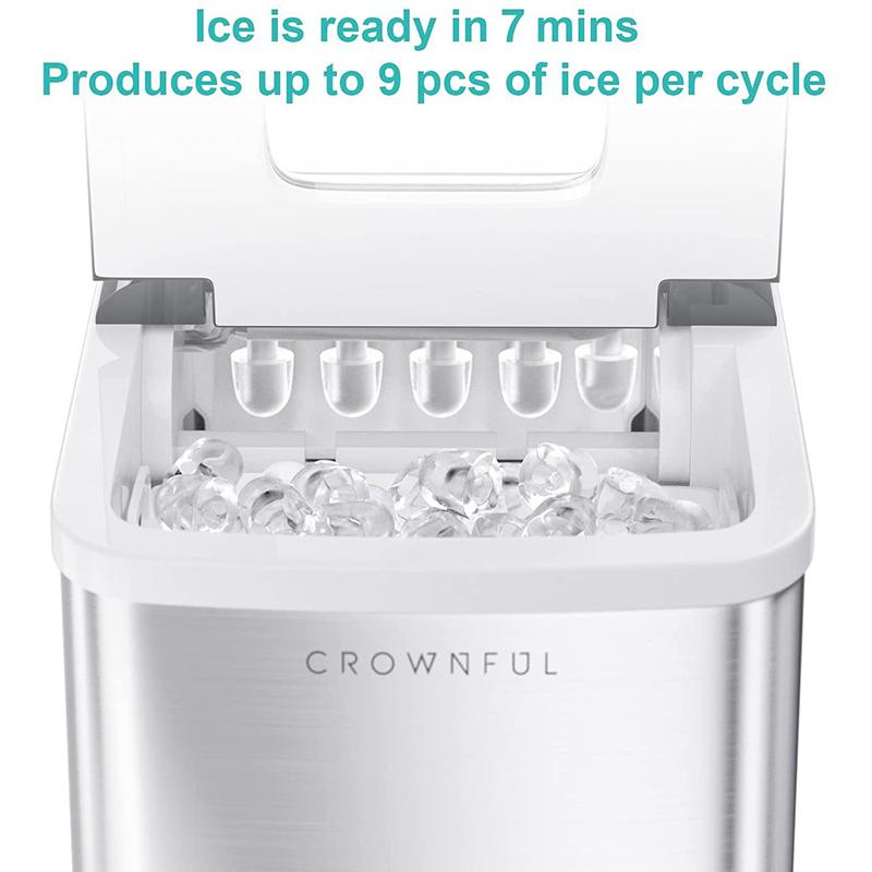 CROWNFUL Ice Maker Machine for Countertop 9 Ice Cubes Ready in 7 Minutes 26lbs