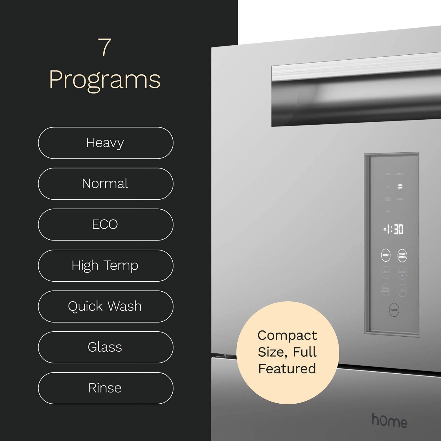 hOmeLabs Digital Countertop Dishwasher - Stainless/steel