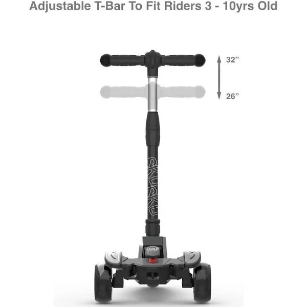 6KU Kids Kick Scooter with Adjustable Height, Lean to Steer, Flashing Wheels for Children 3-8 Years Old Black