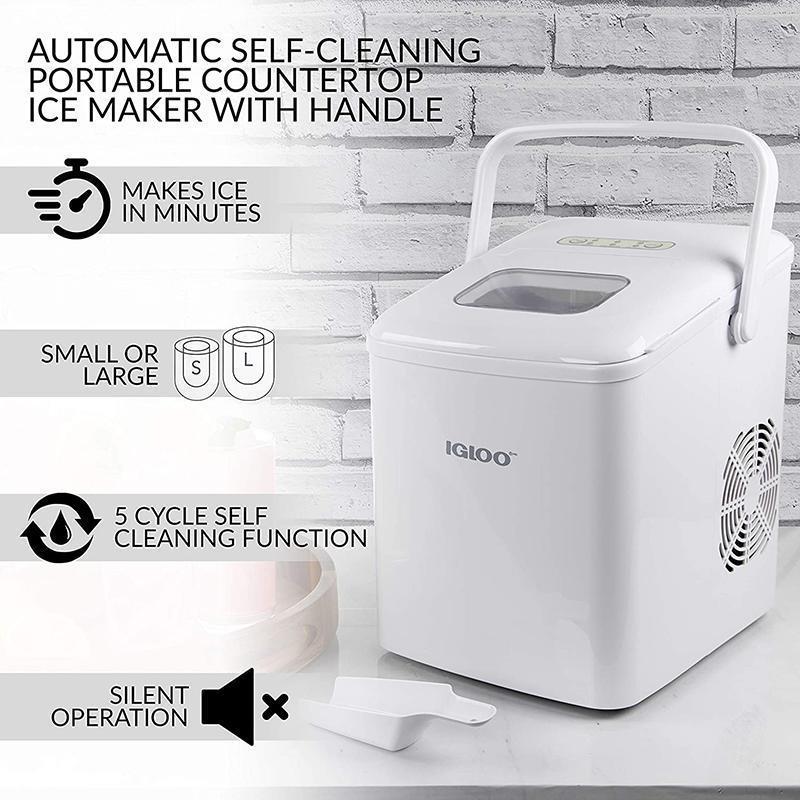 Igloo ICEB26HNWHN Automatic Self-Cleaning Portable Electric Countertop Ice Maker Machine