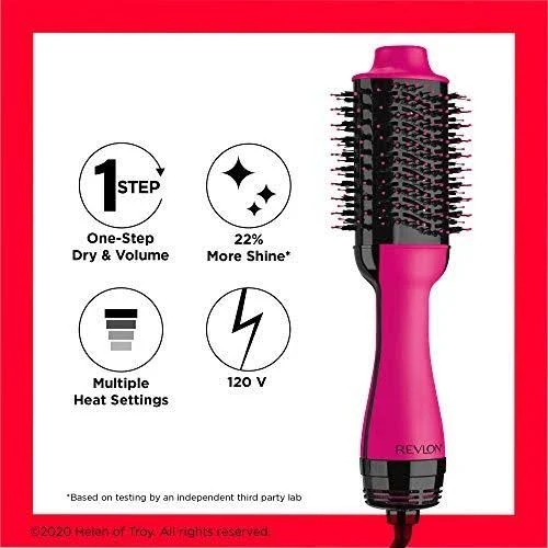 One-Step Hair Dryer and Volumizer Hot Air Brush, Pink