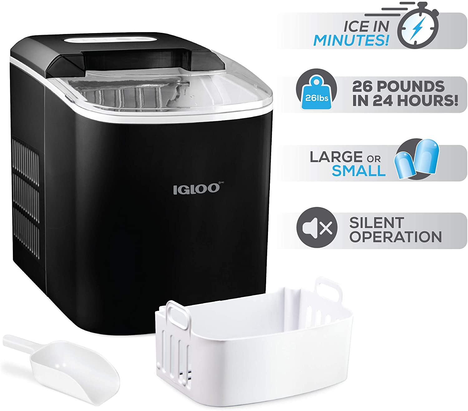 Igloo ICEB26BK Portable Electric Countertop 26-Pound Automatic Ice Maker