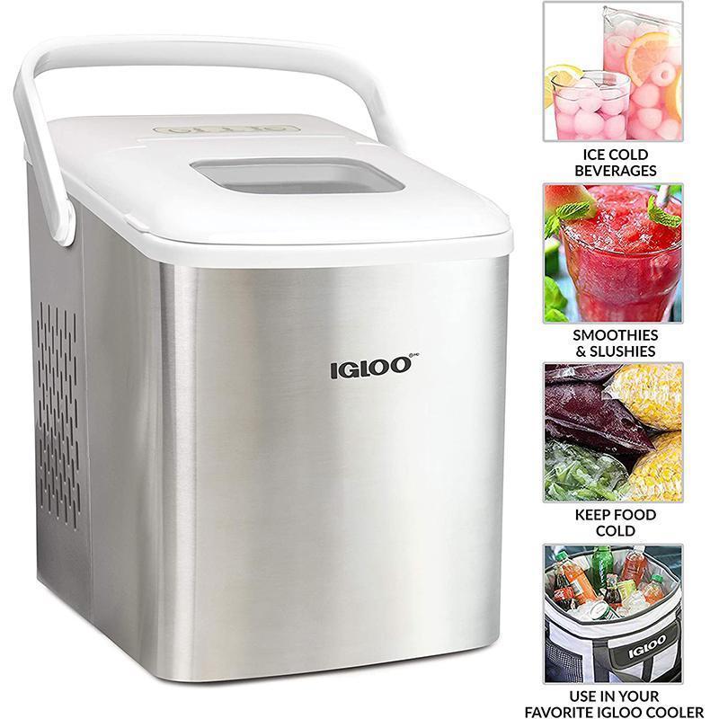 Igloo ICEB26HNSSWL Stainless Steel Automatic Self-Cleaning Portable Electric Countertop Ice Maker Machine