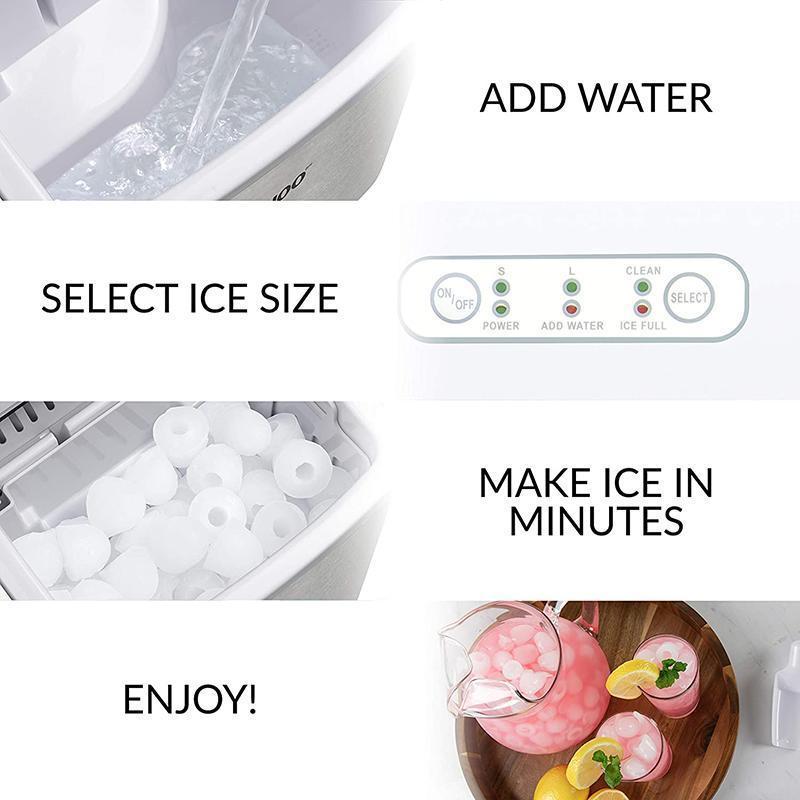 Igloo ICEB26HNSSWL Stainless Steel Automatic Self-Cleaning Portable Electric Countertop Ice Maker Machine