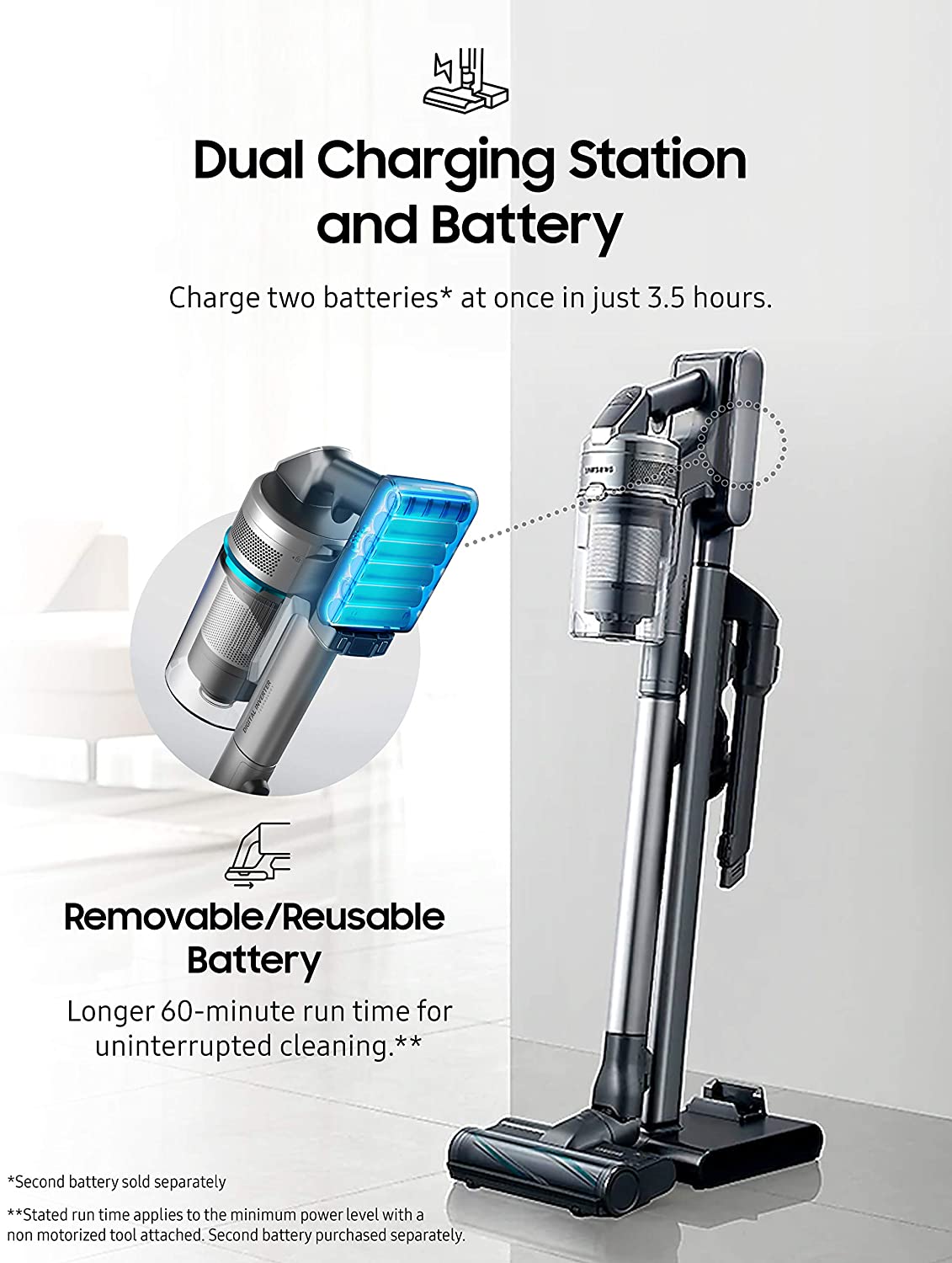 Samsung Jet 90 Stick Cordless Lightweight Vacuum - Titan Silver