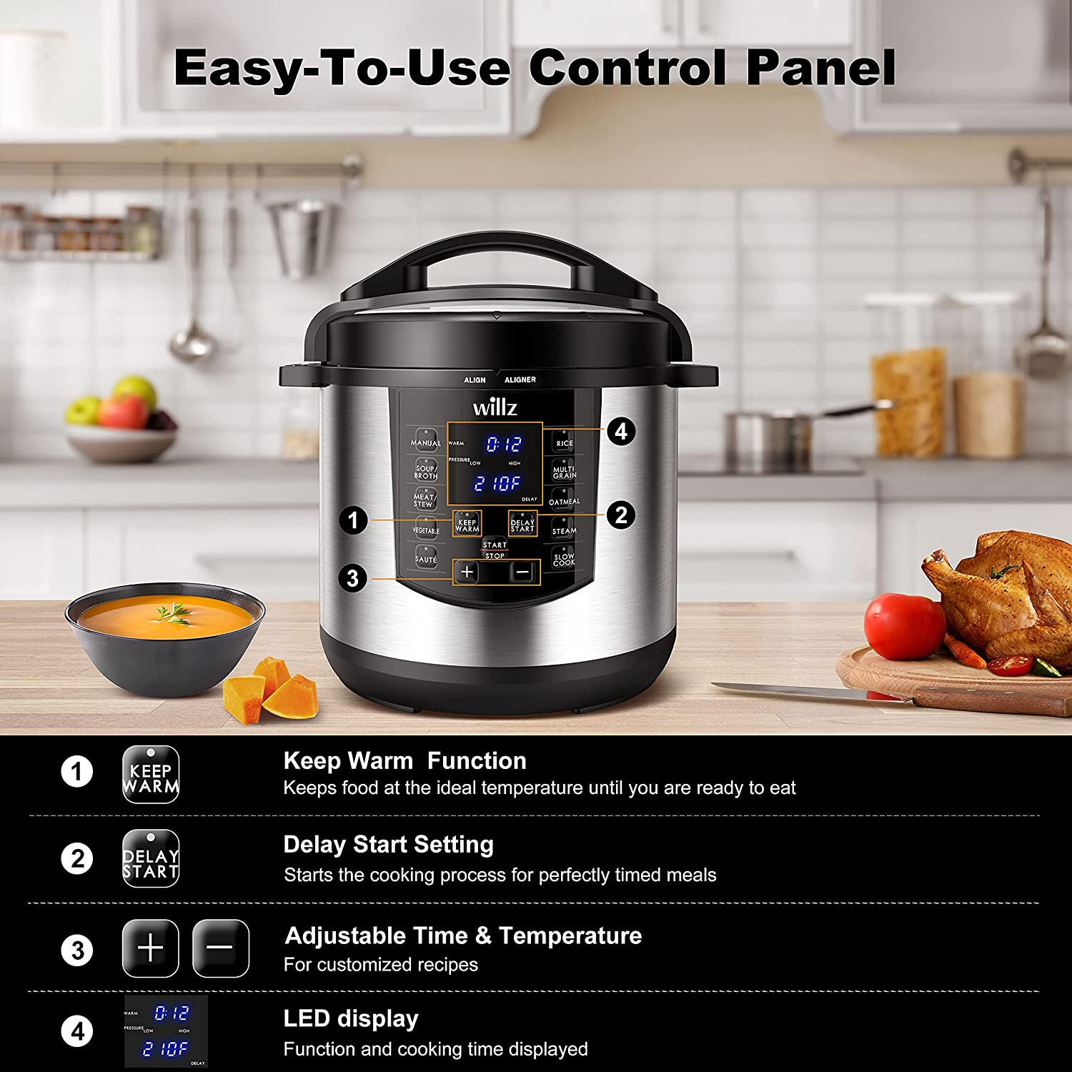 Willz 6-in-1 Multi-Use Programmable Pressure Cooker