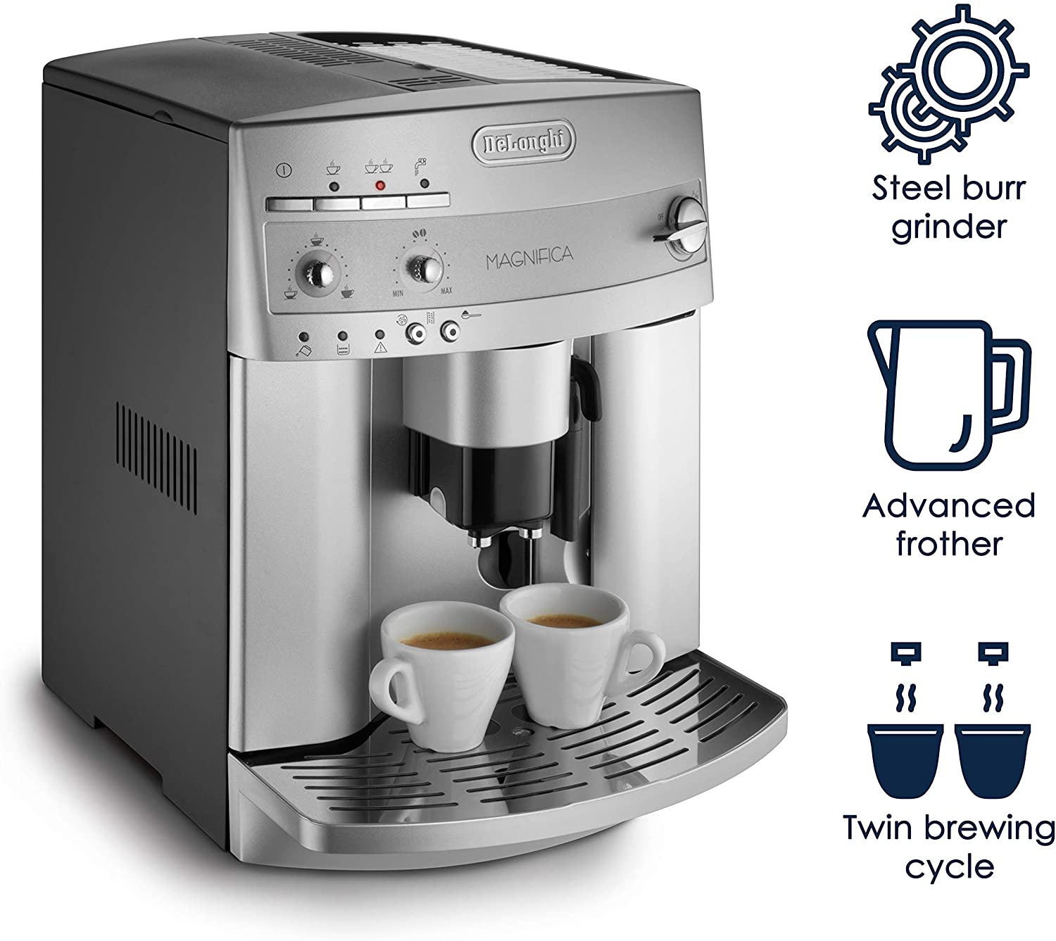 De'Longhi ESAM3300 Magnifica Super Automatic Espresso & Coffee Machine, Silver