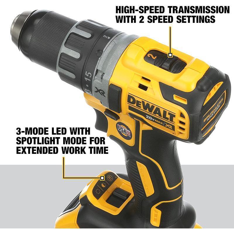 DEWALT 20V MAX Cordless Drill Driver Kit Brushless 1-2-Inch (DCD791D2)