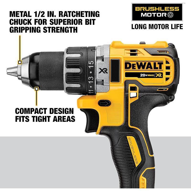 DEWALT 20V MAX Cordless Drill Driver Kit Brushless 1-2-Inch (DCD791D2)