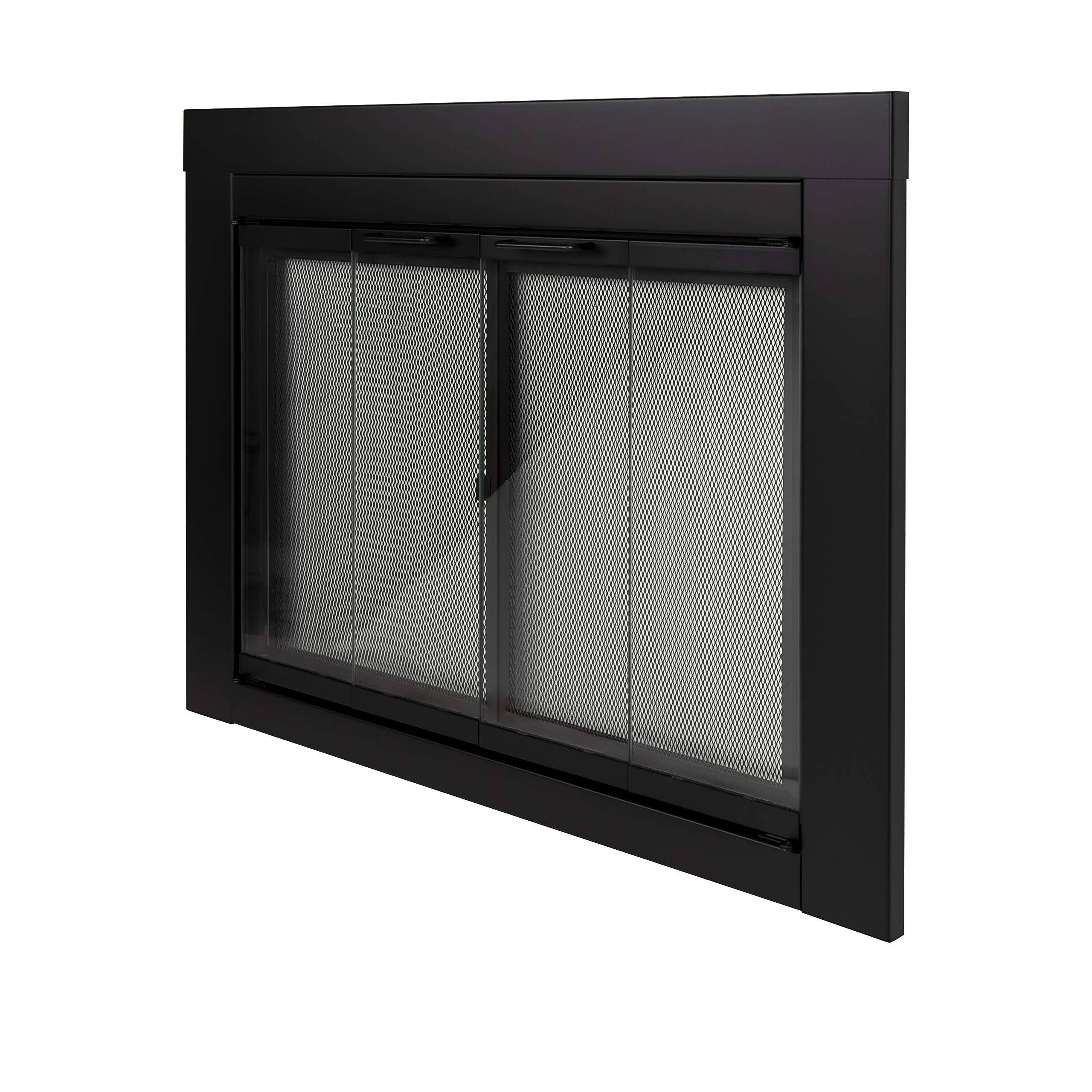 Pleasant Hearth AT-1001 Ascot Fireplace Glass DOOR, Black, Medium