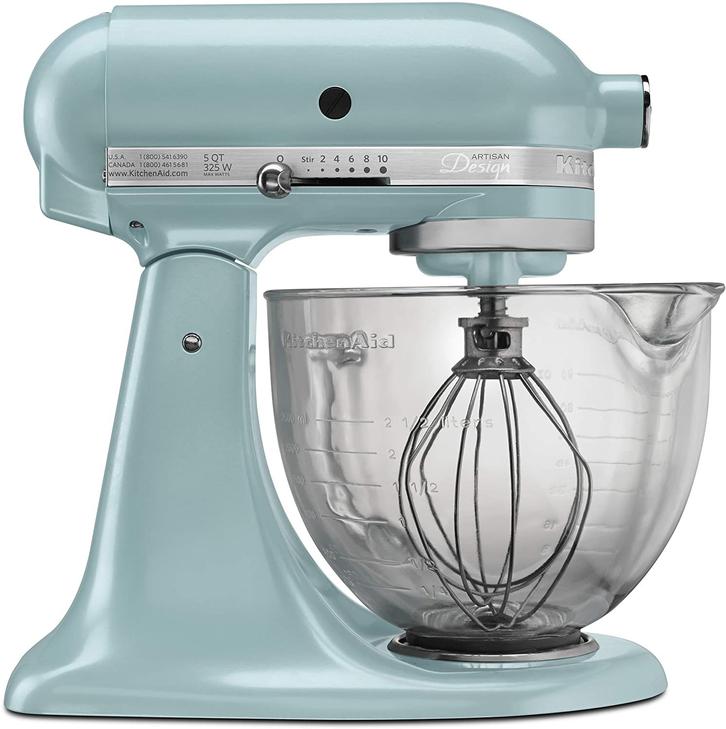 KitchenAid KSM155GBAZ 5-Qt. Artisan Design Series with Glass Bowl - Azure Blue