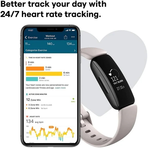 Fitbit - Inspire 2 Fitness Tracker - Lunar White