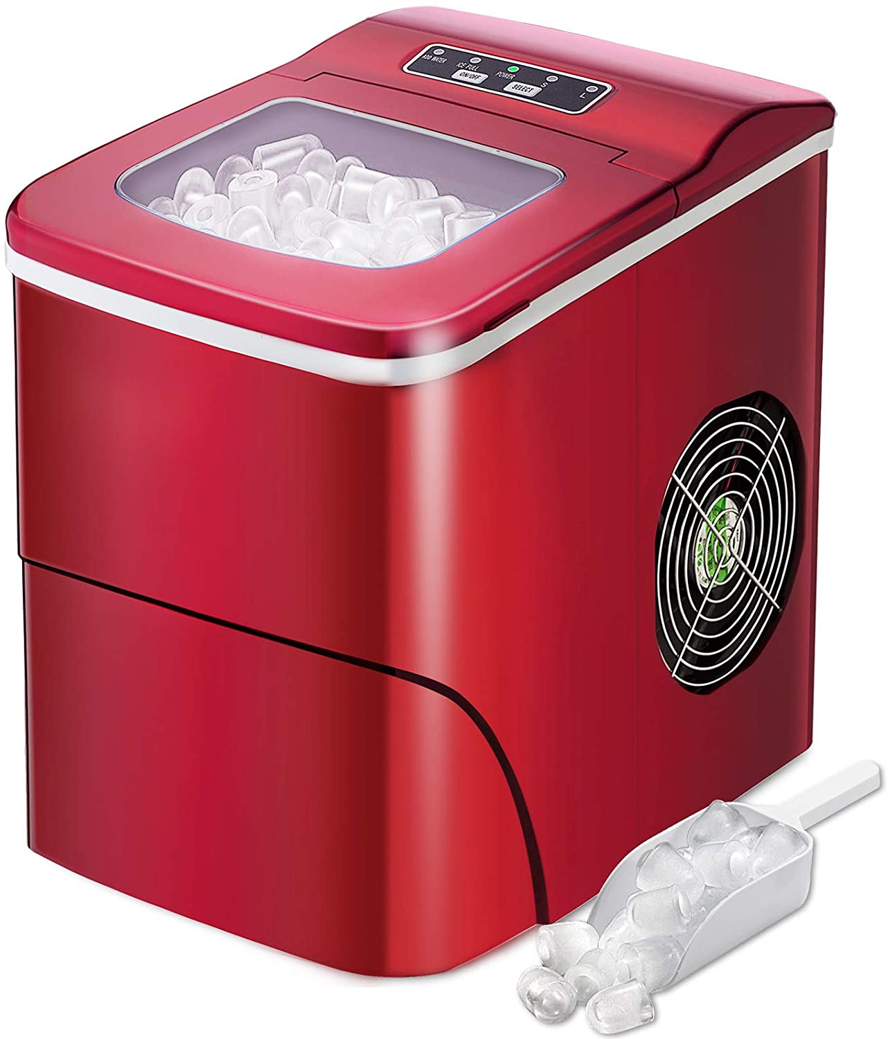 AGLUCKY Compact Automatic Ice Maker - Red