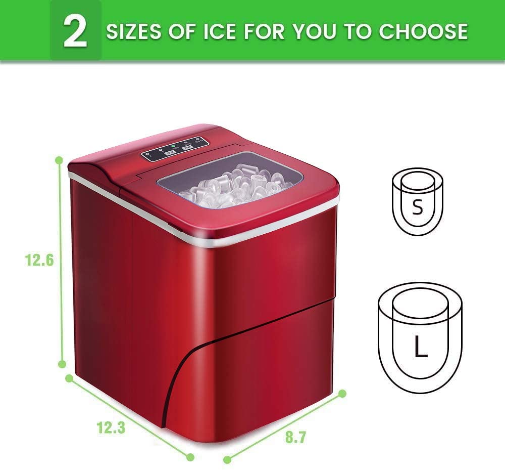 AGLUCKY Compact Automatic Ice Maker - Red