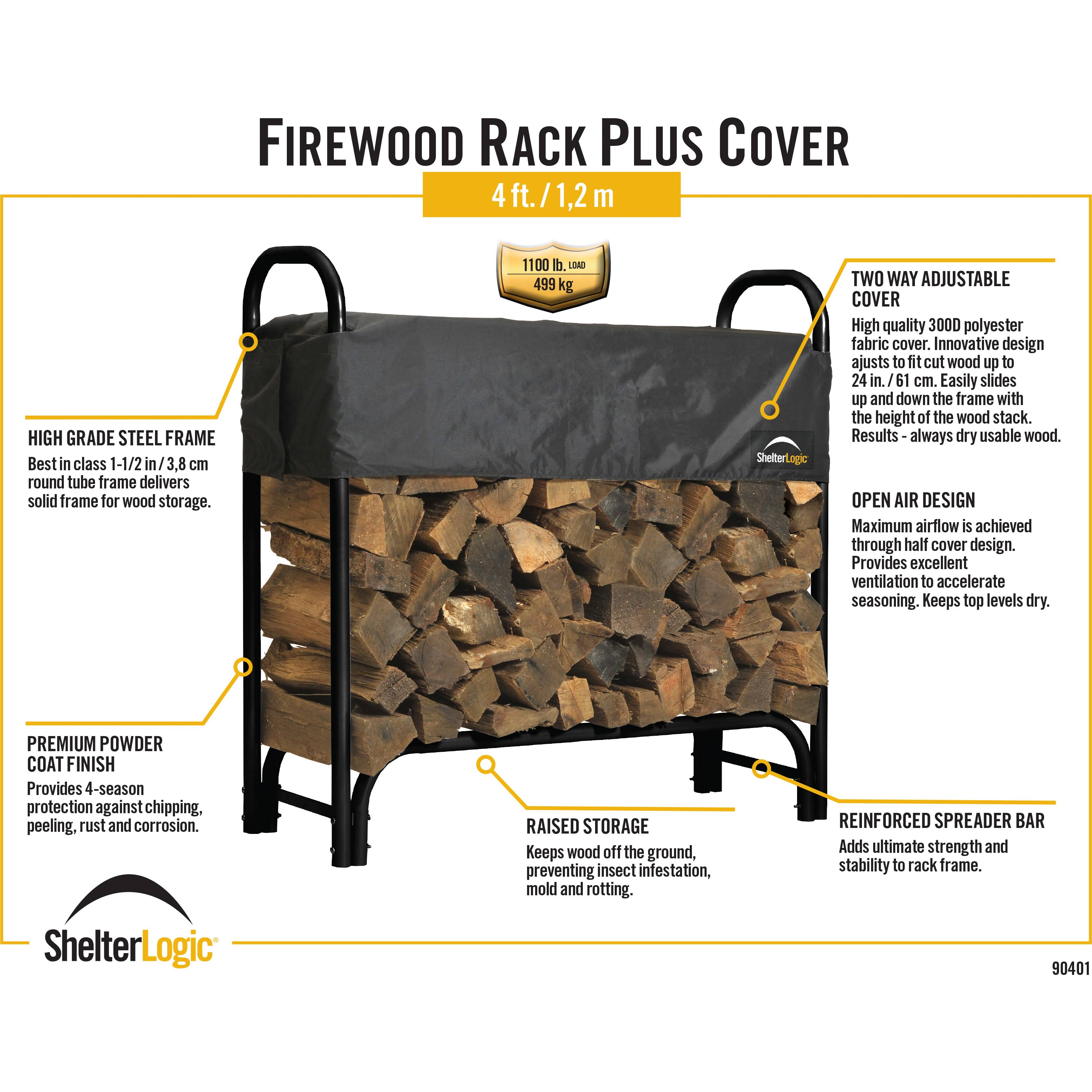 ShelterLogic 4 ft. Heavy Duty Firewood Rack with Cover