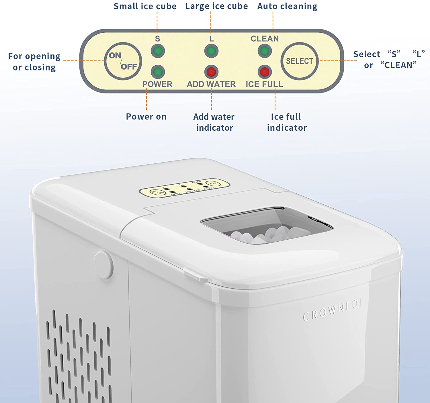 CROWNFUL Ice Maker Machine - White