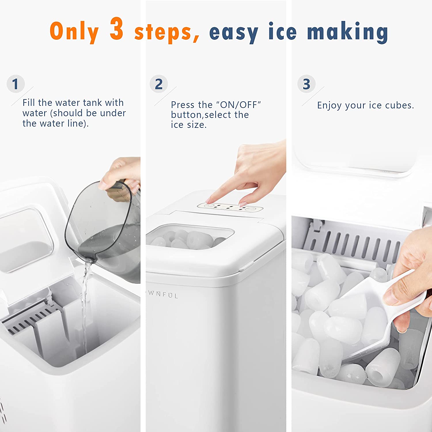 CROWNFUL Ice Maker Machine - White