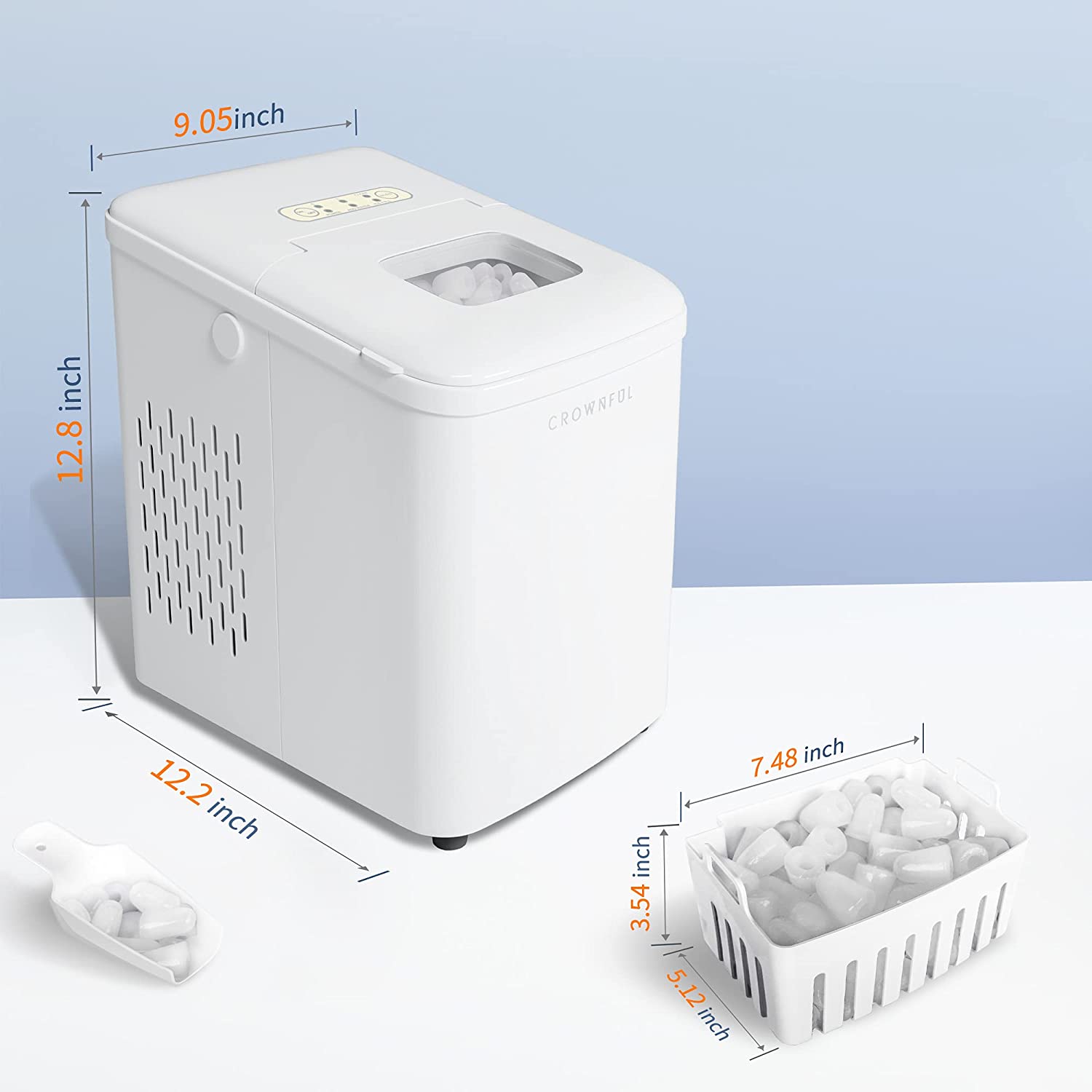 CROWNFUL Ice Maker Machine - White