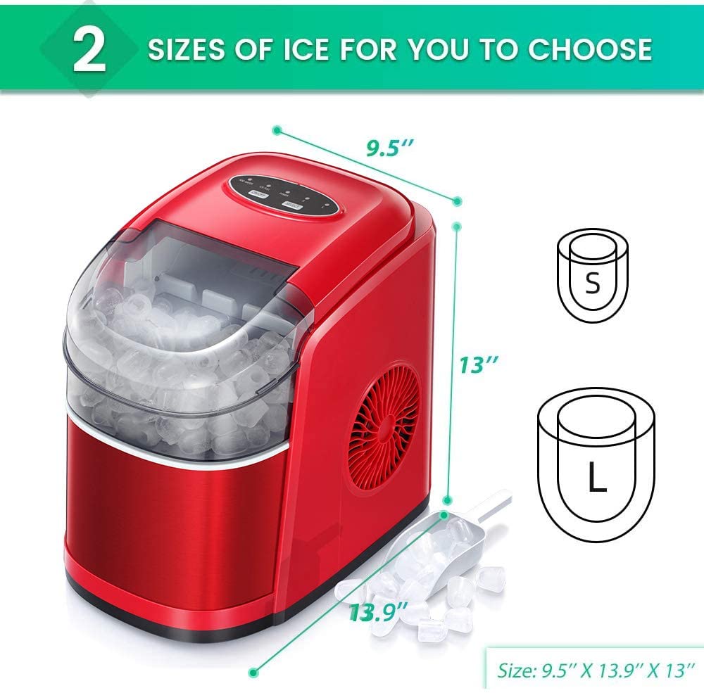 Kismile Counter top Ice Maker Machine - Red