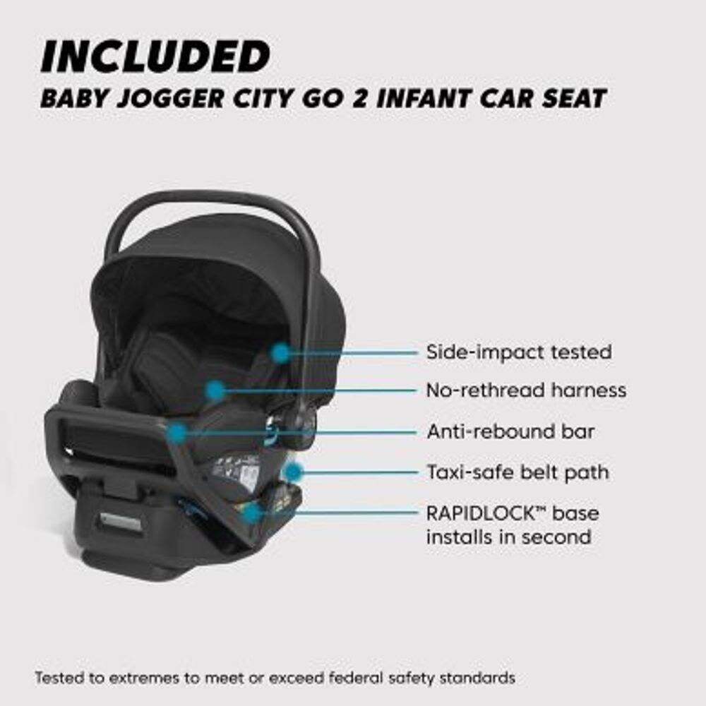 Baby Jogger City Select 2 Eco Collection Single-to-Double Modular Travel System in Lunar Black