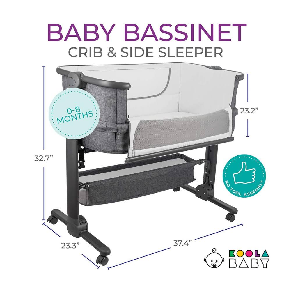 KoolerThings Baby Bassinet Bedside Sleeper for Baby Easy Folding Portable Crib with Storage