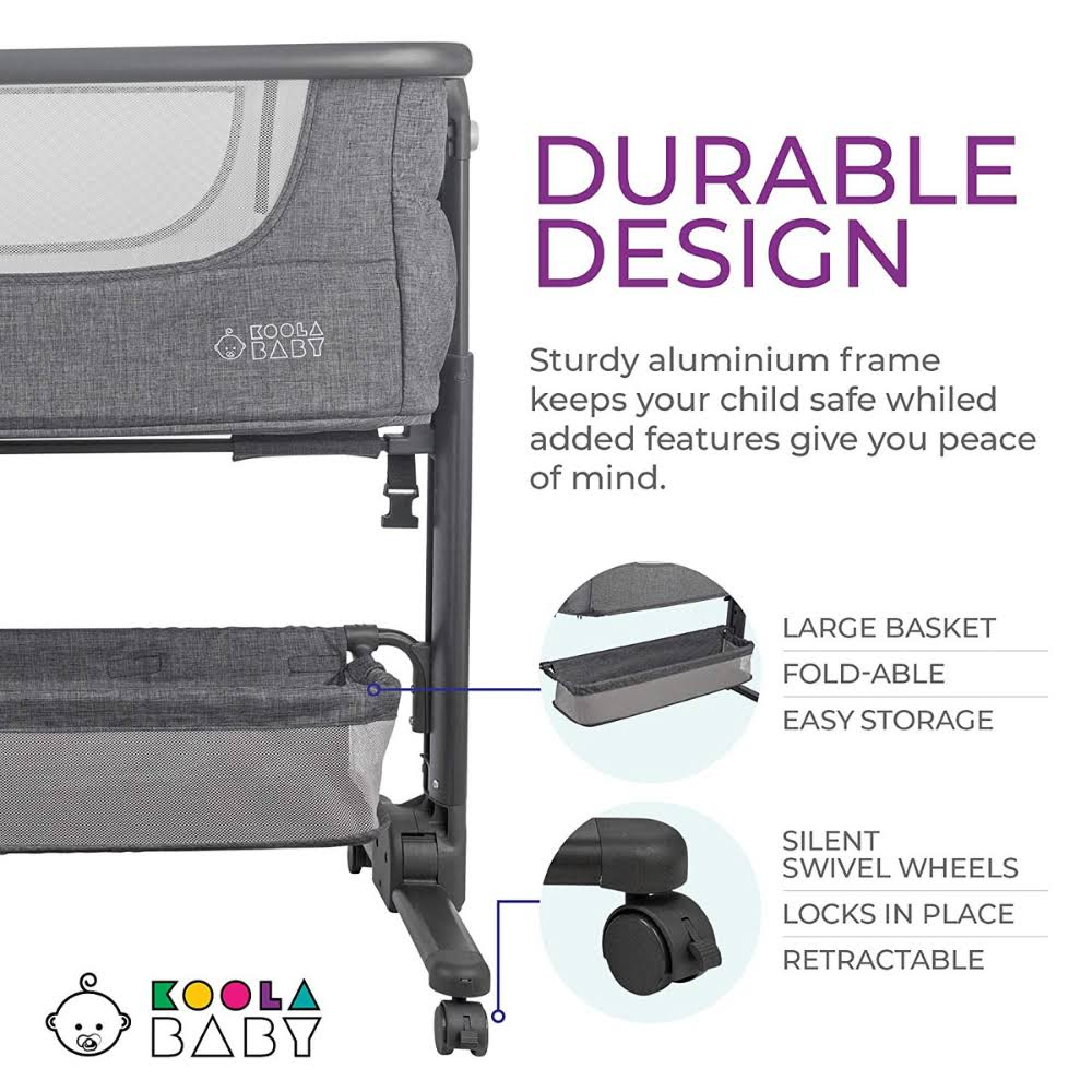 KoolerThings Baby Bassinet Bedside Sleeper for Baby Easy Folding Portable Crib with Storage