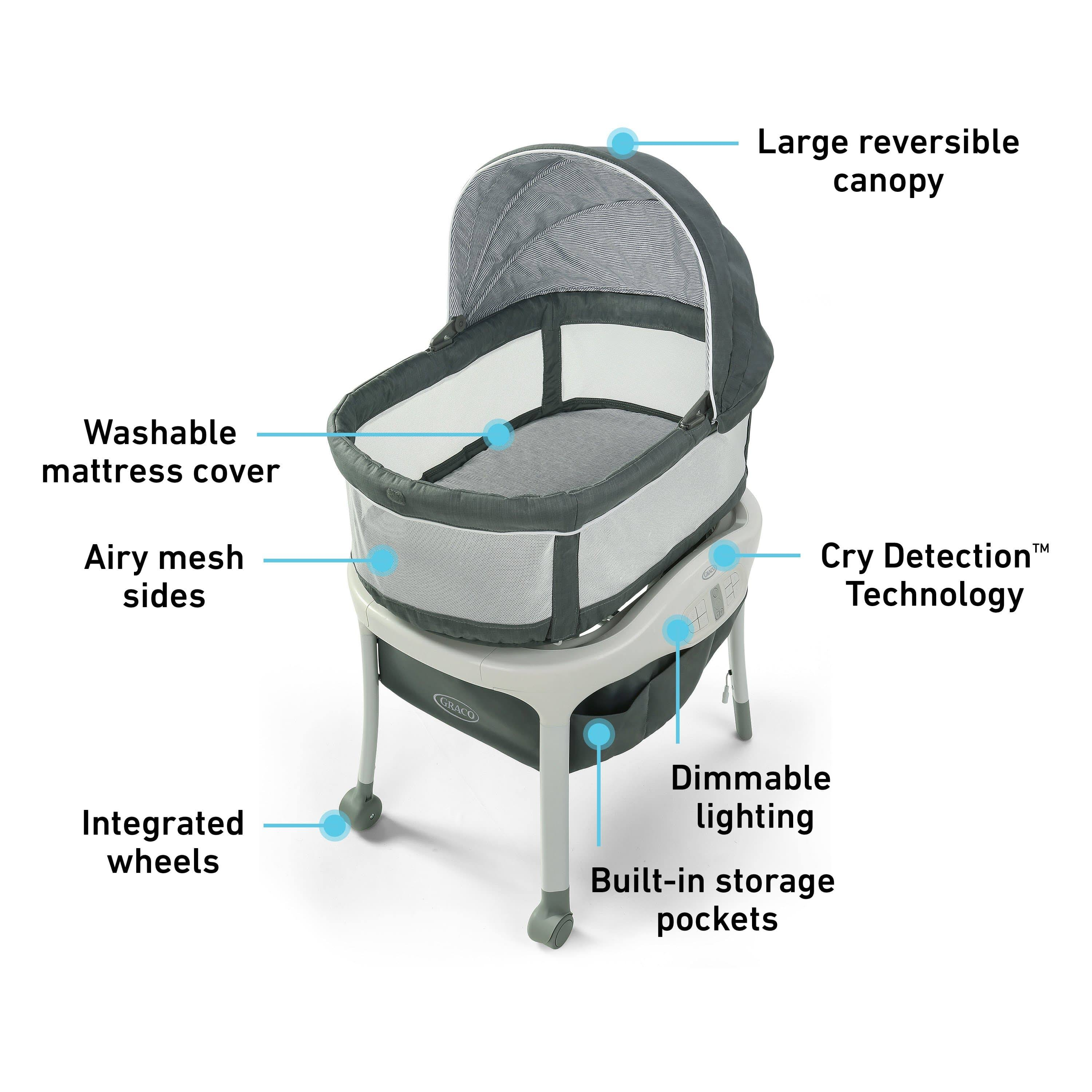 Graco Ellison Sense2Snooze Bassinet with Cry Detection Technology