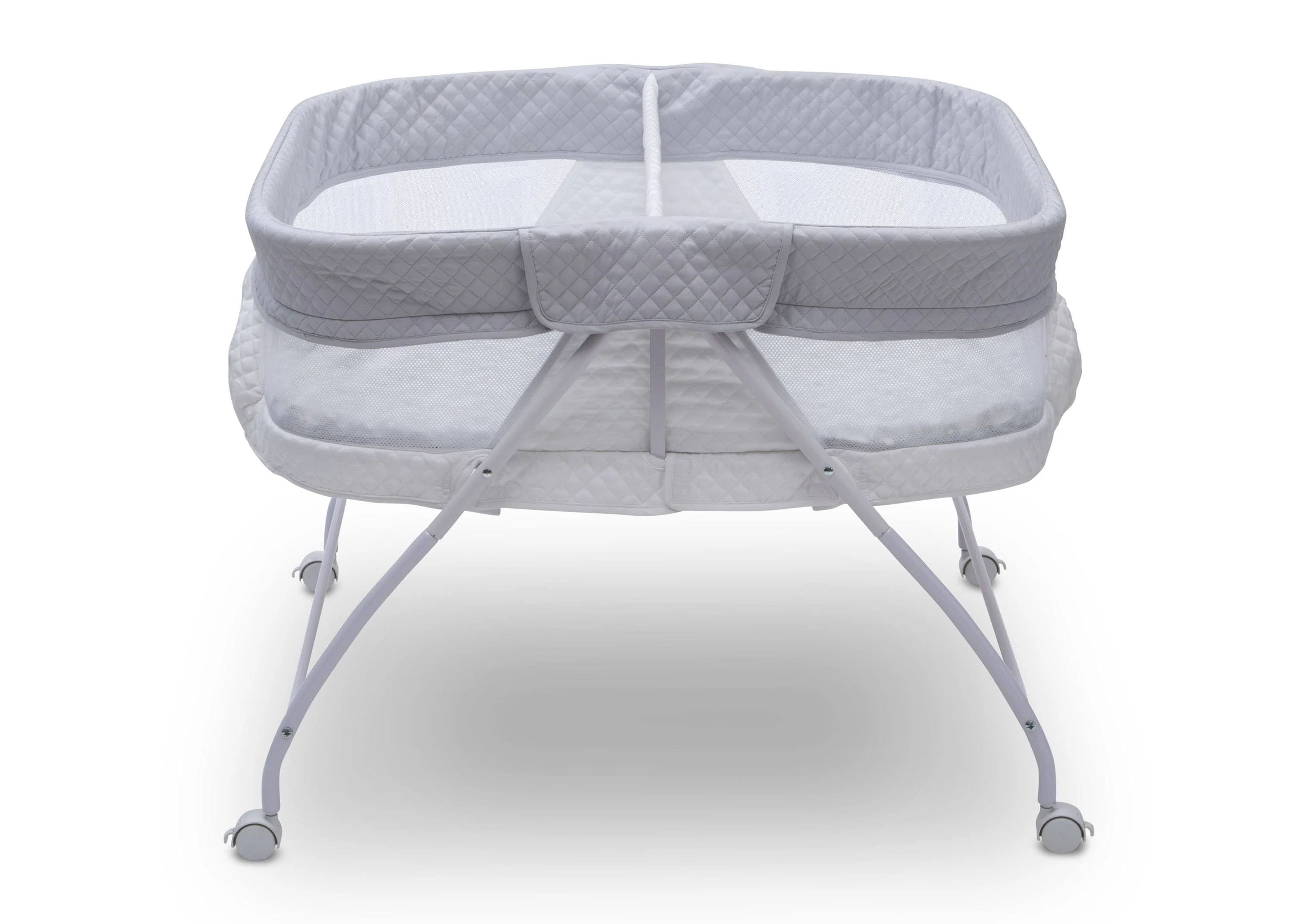 Delta Children Little Folks Twin EZ Fold Ultra Compact Double Bassinet, Aqua Geo