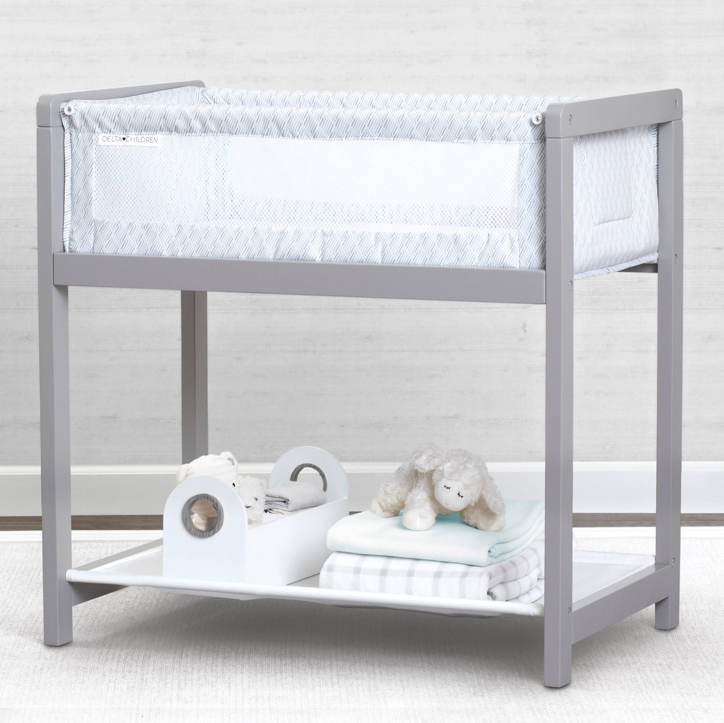 Delta Children Classic Wood Bedside Bassinet Sleeper ¨C Portable Crib with High-end Wood Frame, Link