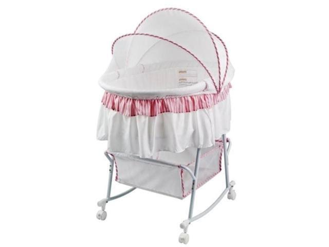 Dream on Me Lacy Portable 2 in 1 Bassinet and Cradle, Pink & White