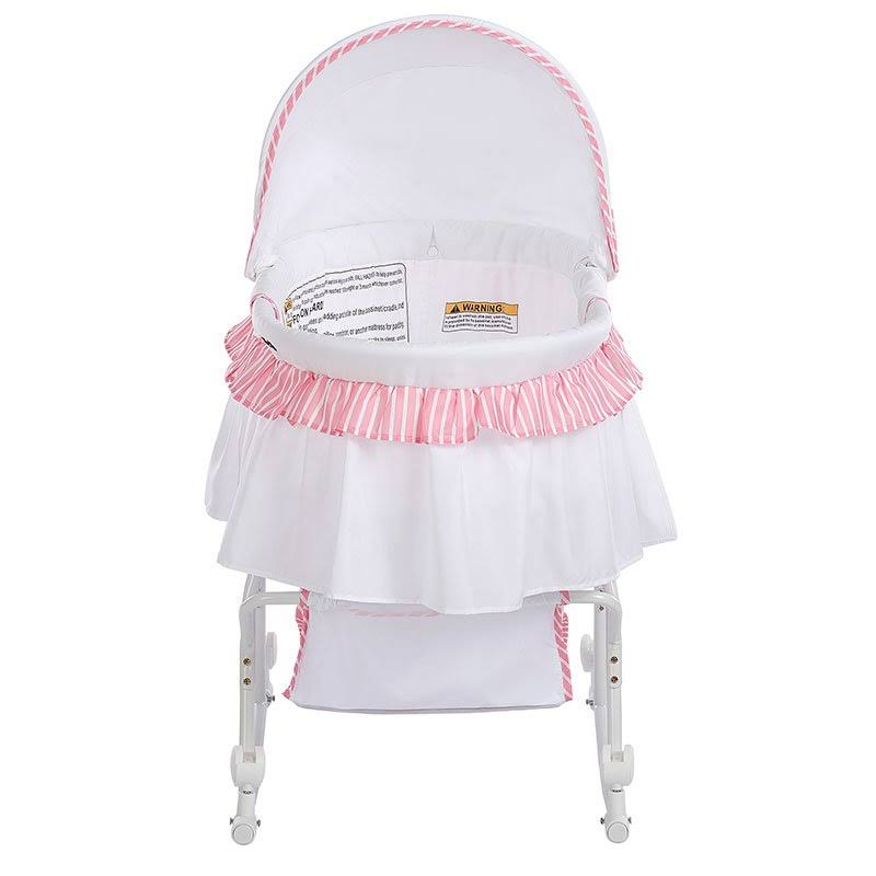 Dream on Me Lacy Portable 2 in 1 Bassinet and Cradle, Pink & White