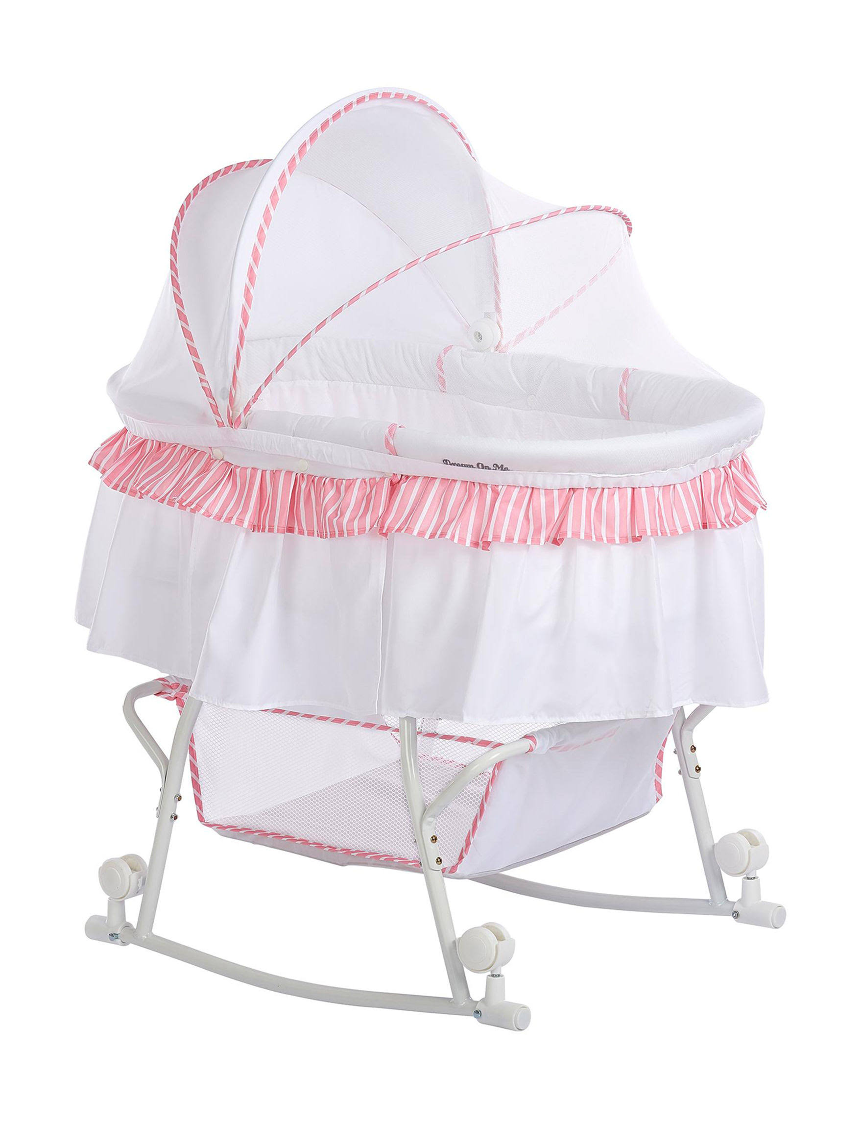 Dream on Me Lacy Portable 2 in 1 Bassinet and Cradle, Pink & White