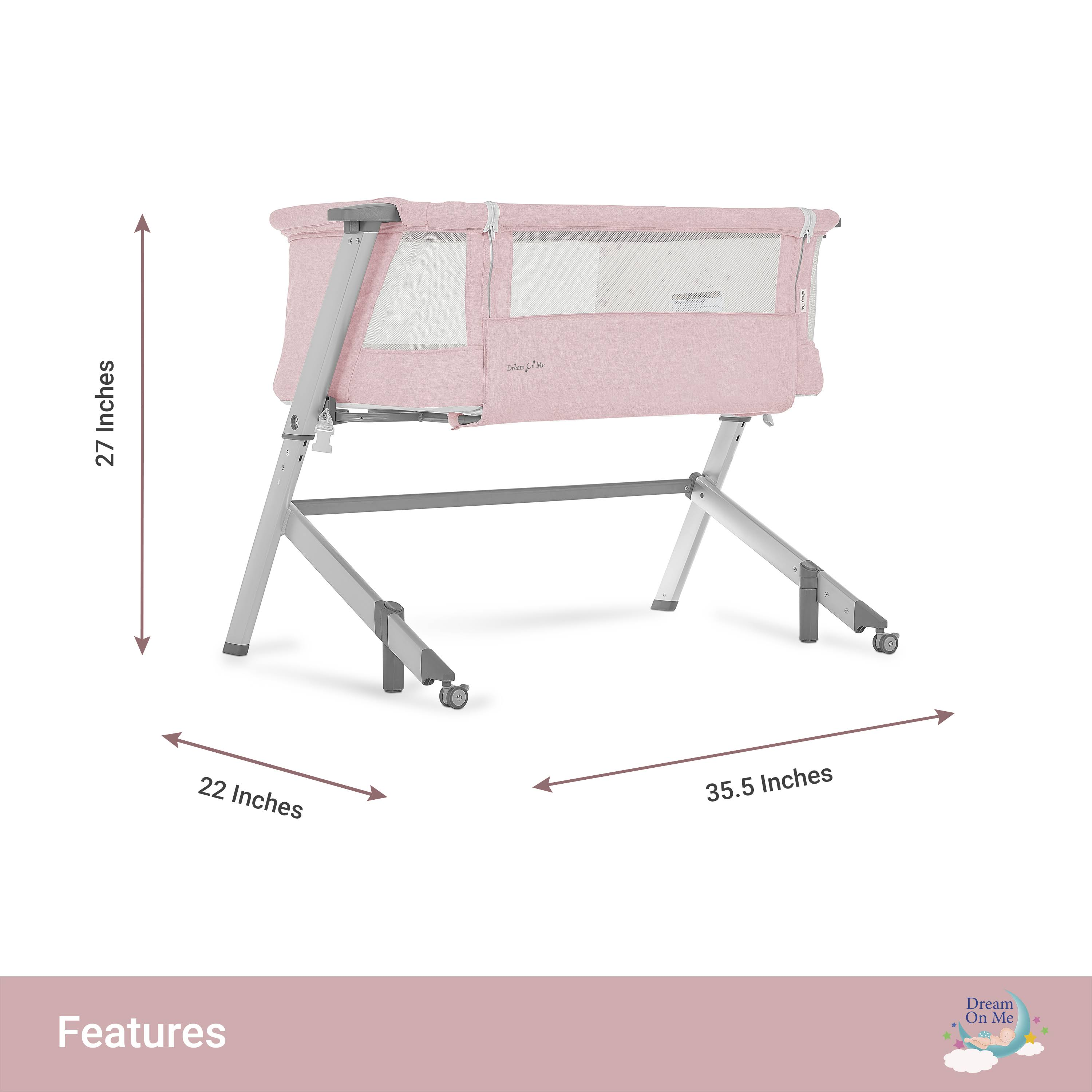 Dream on Me Skylar Bassinet & Bedside Sleeper Pink