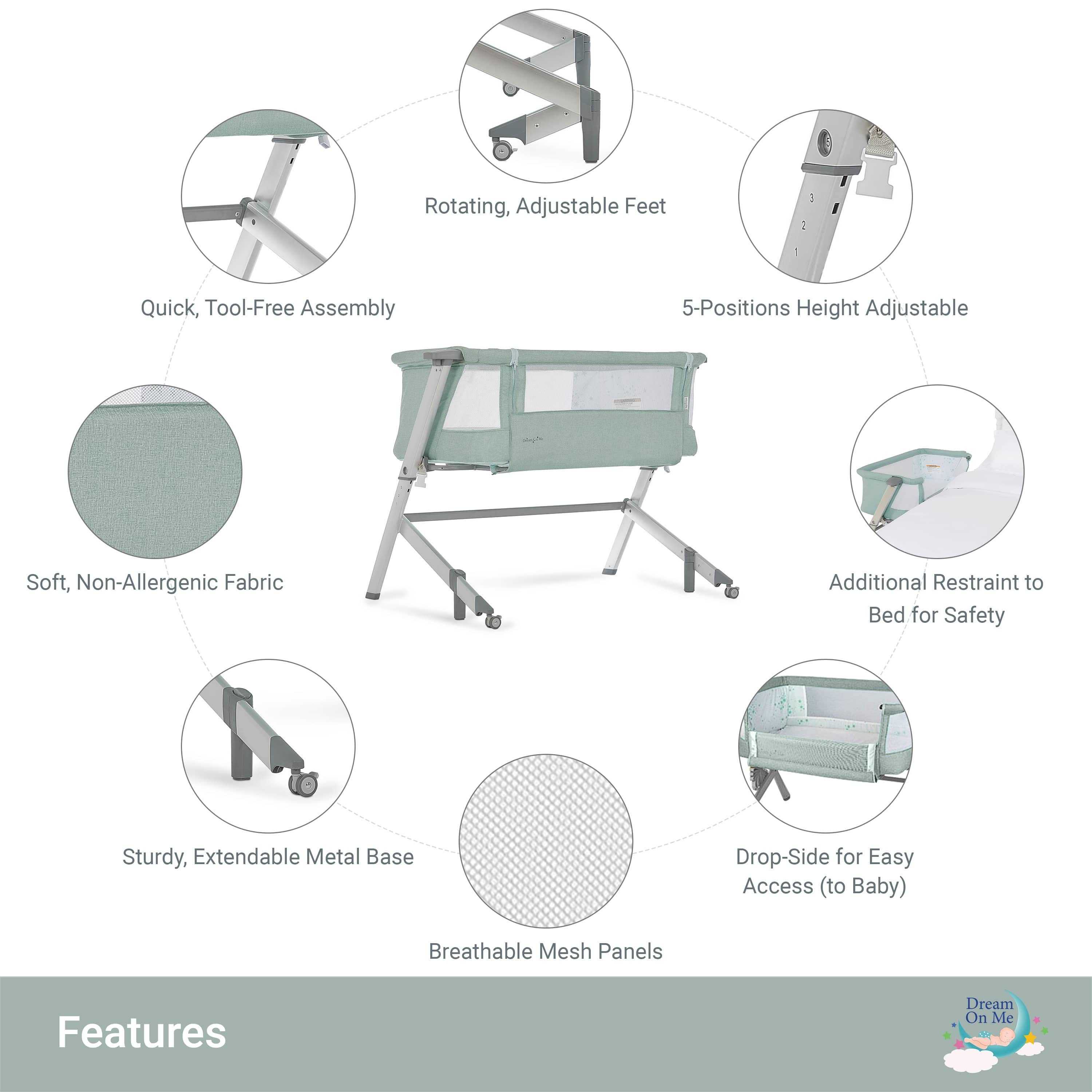 Dream on Me Skylar Bassinet & Bedside Sleeper ¨C Mint