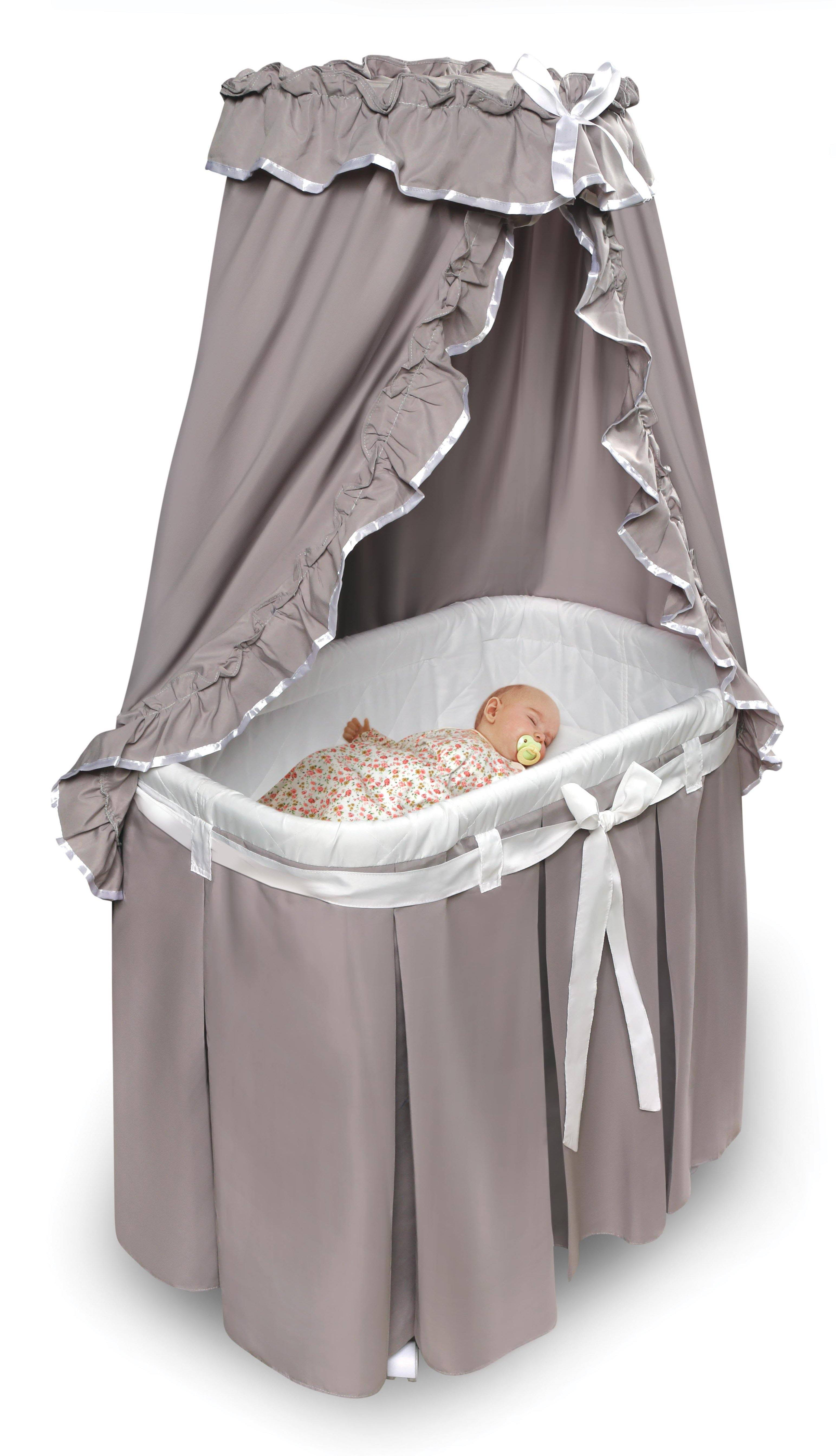 Badger Basket Majesty Baby Bassinet with Canopy Bedding ¨C Gray