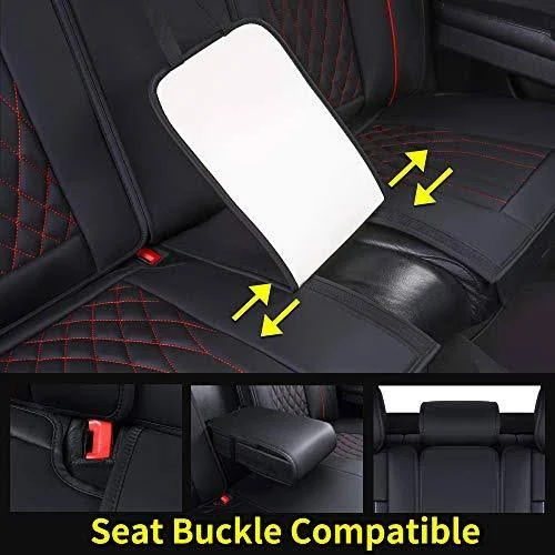 Aierxuan 5 Car Seat Covers Full Set with Waterproof Leather, Universal Fit for Most Sedan SUV (Black and Red, Full Set) 686465