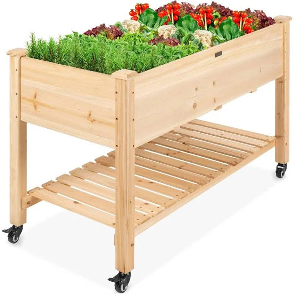 Best Choice Products Wooden Raised Vegetable Garden Bed Elevated Planter Kit, Beige