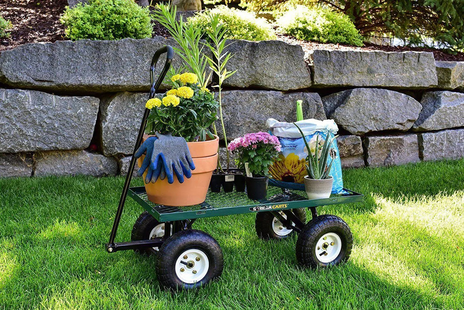 Gorilla Carts Steel Garden Cart with Removable Sides, Green, 400 lb
