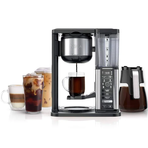 Ninja Specialty Fold-Away Frother (CM401) Coffee Maker, Single Serve to 10 Cup (50 oz.), Glass Carafe (Renewed)