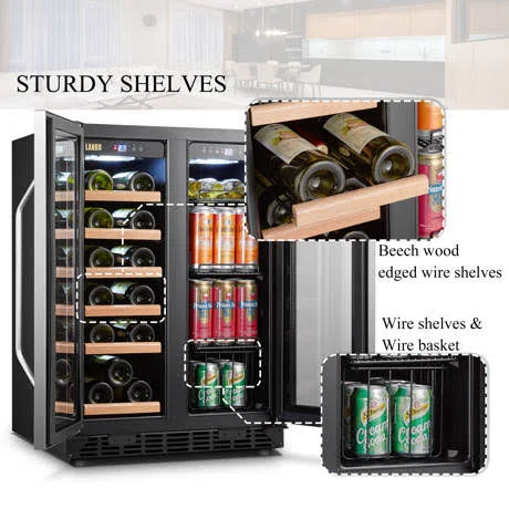 Lanbo Wine Cooler 24″ Wide 18 Bottle 55 Can Dual-Zone | LB36BD