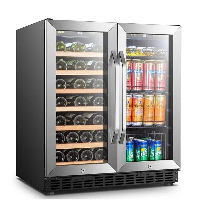 Lanbo – 70 Can 33 Bottle Wine and Beverage Cooler – Black